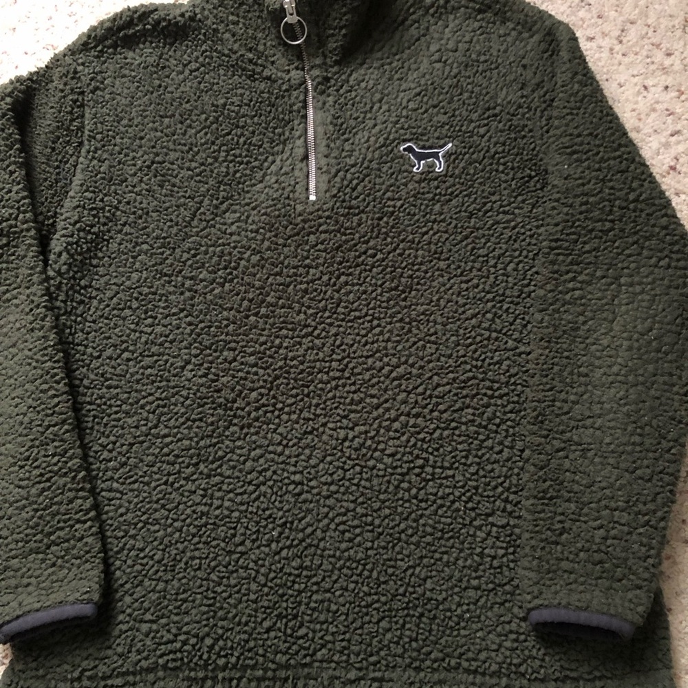 Victoria's Secret Olive Green Sherpa Half-Zip Pullover